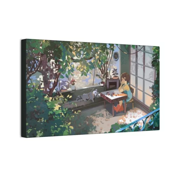 Cute nature girl and racoon, Canvas Stretched - Image 18