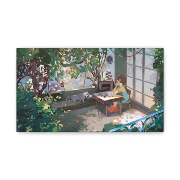 Cute nature girl and racoon, Canvas Stretched - Image 17