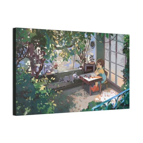 Cute nature girl and racoon, Canvas Stretched - Image 22