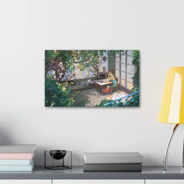 Cute nature girl and racoon, Canvas Stretched - Image 23