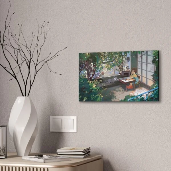 Cute nature girl and racoon, Canvas Stretched - Image 24