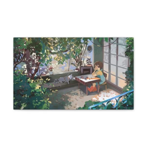 Cute nature girl and racoon, Canvas Stretched - Image 21