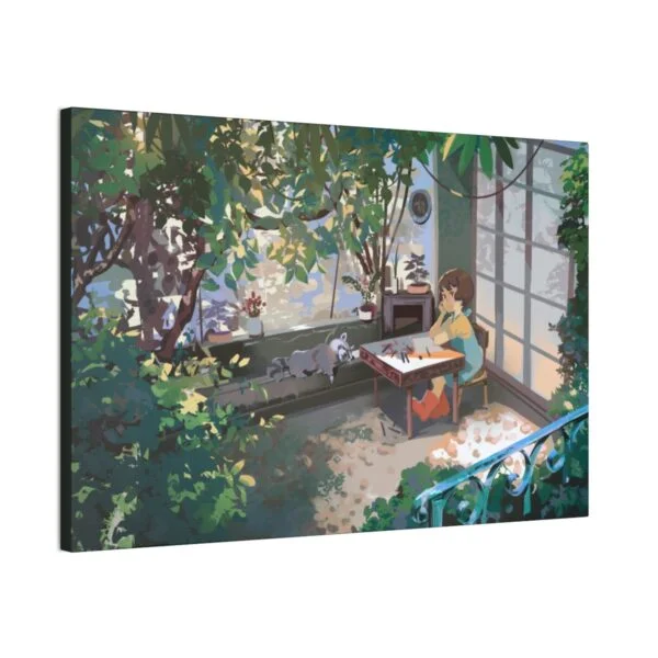 Cute nature girl and racoon, Canvas Stretched - Image 26