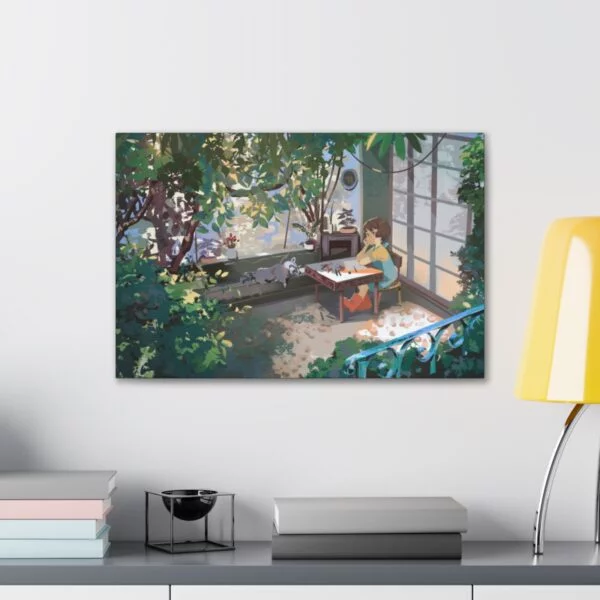 Cute nature girl and racoon, Canvas Stretched - Image 27