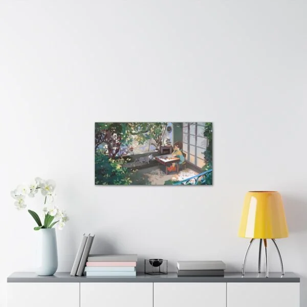 Cute nature girl and racoon, Canvas Stretched - Image 7