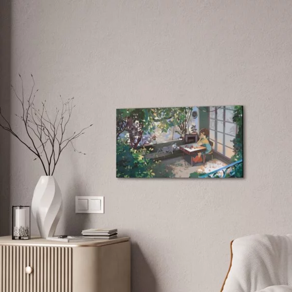 Cute nature girl and racoon, Canvas Stretched - Image 8