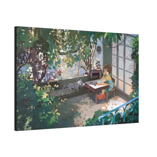 Cute nature girl and racoon, Canvas Stretched - Image 10