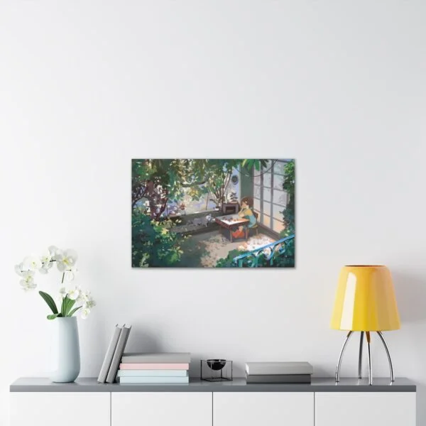 Cute nature girl and racoon, Canvas Stretched - Image 11