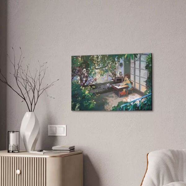 Cute nature girl and racoon, Canvas Stretched - Image 12