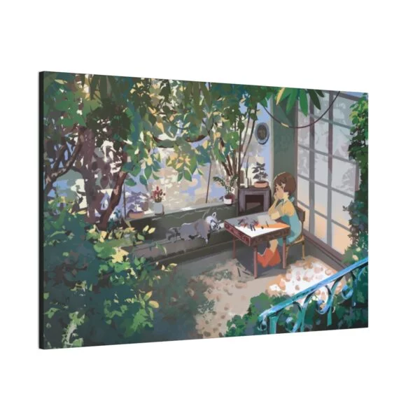 Cute nature girl and racoon, Canvas Stretched - Image 14