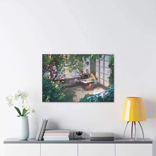 Cute nature girl and racoon, Canvas Stretched - Image 15