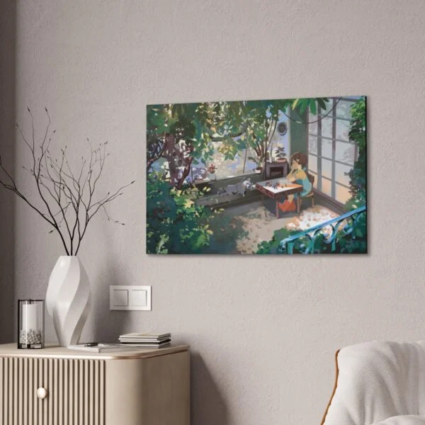 Cute nature girl and racoon, Canvas Stretched - Image 16